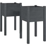  Vrtne sadilice 2 kom sive 40 x 40 x 70 cm od masivne borovine | shoptok.hr