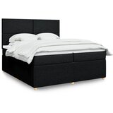 vidaXL Box spring postelja z vzmetnico črn 200x200 cm blago Cene