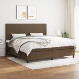  Krevet s oprugama i madracem tamnosmeđi 200x200 cm od tkanine | shoptok.hr