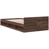 vidaXL Posteljni okvir s predalom rjavi hrast 90x200 cm inž. les | Shoptok.si