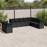  10-dijelni set vrtnih sofa s jastucima crni od poliratana | shoptok.hr