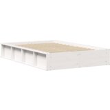 vidaXL posteljni okvir z dvigalnim shranjevanjem Bela 140x200 cm Trden les iz bora | Shoptok.si