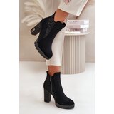 Boto Warm Women's Ankle Boots With High Heel And Embroidery Black Verissae | Shoptok.si