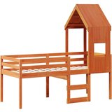  The Living Store Visoka postelja s streho voščeno rjava 90x190 cm trdna borovina - Visoka Postelja, (21496251) | Shoptok.si