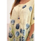 Kesi Włoski Women's cotton shirt with a floral pattern yellow | Shoptok.si