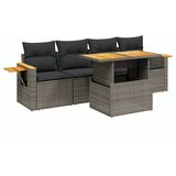 Maison Chic Seti vrtnega pohištva - Vrtna garnitura - Vrtni pohištvo set 5-delna z blazinami siv poli ratan, (21816958) | Shoptok.si