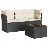  The Living Store Vrtna sedežna garnitura 4-delna z blazinami črna poli ratan - Vrtna Sedežna Garniture, (21465356) | Shoptok.si