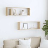  Kockaste zidne police 2 kom boja hrasta 80x15x26,5 cm drvene | shoptok.hr