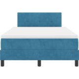 Crep Box Spring Postelja z Matracem Temno Modra Mala Dvojna Žamet, (22051212) | Shoptok.si