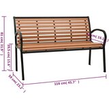  Vrtna klupa crno-smeđa 116 cm od čelika i WPC-a | Eponuda.com