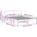vidaXL Krevetna konstrukcija s uzglavljem 160x200 cm od masivnog drva borovine | shoptok.hr