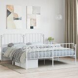 Maison Chic Kovinski Posteljni okvir - Dvoposteljna postelja - Zakonska postelja z vzglavjem in vznožjem bel 183x213 cm, (21695488) | Shoptok.si