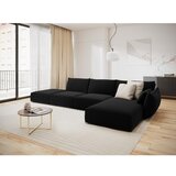 Mazzini Sofas Črna žametna kotna sedežna garnitura z ležalnikom (desni kot) Vanda – | Shoptok.si