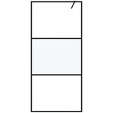 vidaXL Pregrada za tuš crna 90 x 195 cm s napola mutnim staklom ESG | shoptok.hr