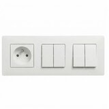  Legrand-2x dvostruki prekidač br. 5 i kućna utičnica 250V/16A sa belim ramom NILOE STEP Cene
