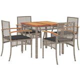  5-dijelni vrtni blagovaonski set sivi od poliratana Siva 80 cm table length | shoptok.hr