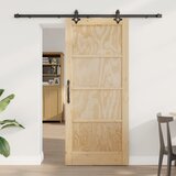  Klizna vrata Prirodna i crna 86 x 198,5 cm Masivna borovina | shoptok.hr
