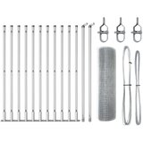 vidaXL varjena žičnata ograja s 13 stebri s flanšami 0.4x25 m galvanizirano jeklo | Shoptok.si