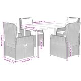  5-dijelni vrtni blagovaonski set s jastucima poliratan smeđi Smeđa 140 x 70 x 74 cm | shoptok.hr