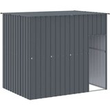 vidaXL Kućica za pse s igralištem antracit 214 x 457 x 181 cm čelična | shoptok.hr