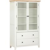 MID.YOU VITRINA, furnirano, masivno hrast, bor prozorno, naravne barve, bela | Shoptok.si