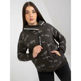 Fashion Hunters Women's plus size khaki hoodie with a printed design Cene