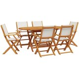  7-dijelni vrtni blagovaonski set krem bijela od tkanine i drva | shoptok.hr