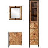  3-dijelni set kupaonskog namještaja od željeza i drva bagrema | Shoptok.si