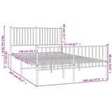  Metalni okvir kreveta uzglavlje i podnožje crni 140x200 cm | shoptok.hr