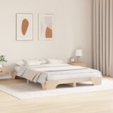 vidaXL okvir za posteljo Naravni Trden borov les 140 x 200 cm Vzdržljiv | Shoptok.si