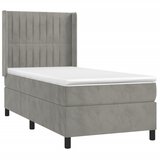  box spring s madracem LED svjetlosivi 90x190 cm baršun | shoptok.hr