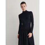 Reserved - Haljina od kombiniranih tkanina - mornarsko plava | shoptok.hr
