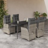 vidaXL 5-dijelni vrtni blagovaonski set od poliratana s jastucima sivi | shoptok.hr
