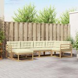  Set vanjskih sofa s jastukom 5 pcs Bijela i krem Poliester | shoptok.hr
