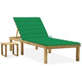  Vrtni ležalnik z mizico in blazino impregnirana borovina, (20662927) | Shoptok.si