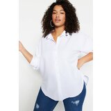 Trendyol Curve Plus Size Shirt - White - Oversize Cene