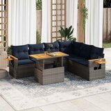vidaXL 7-dijelni set vrtnih sofa poliratan i bagrem s jastucima sivi | shoptok.hr