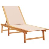 Maison Chic Ležalnik - Sončna ležalnik krem trden akacijev les in tekstilen, (22043465) | Shoptok.si