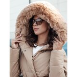 DStreet Kurtka damska pikowana długa GLAMWARM beżowa | shoptok.hr