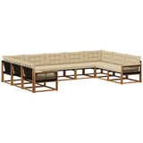 vidaXL Zunanja garnitura za sedenje z blazino 9 pcs Naravna in bež, (5000272864) | Shoptok.si