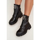 Boto Boots Workers With Jewelry Decoration Insulated Eco Leather Black Miryssa | Eponuda.ba