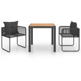  3-dijelni vrtni blagovaonski set od PVC ratana crno-smeđi | shoptok.hr
