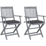 Maison Chic Zložljivi Vrtni Stoli - Stol za vrti 2 kosa z blazinami trden akacijev les JS2746, (21876494) | Shoptok.si