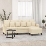 vidaXL Kavč trosed s stolčkom za noge krem 180 cm blago Cene