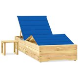 The Living Store Vrtni ležalnik z mizico in blazino impregnirana borovina - Ležalnik Z Mizico, (21480972) | Shoptok.si