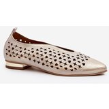 Zazoo 2883 Perforated Ballerina Flats in Genuine Leather Gold | shoptok.hr