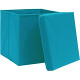  Kutije za pohranu s poklopcima 10 kom 28x28x28 cm svjetloplave | Eponuda.com