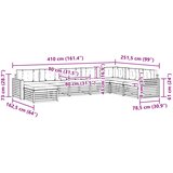  Set vanjskih sofa 8 kom. Bijela i bež Čvrsto drvo akacije 410 x 251,5 x 73 cm | Shoptok.si