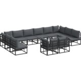 vidaXL Vrtna sedežna garnitura 12 pcs Črna 423 x 211.5 x 71 cm | Shoptok.si