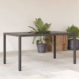 vidaXL Vrtna miza s stekleno mizno ploščo črna 150x90x75 cm poli ratan | Shoptok.si